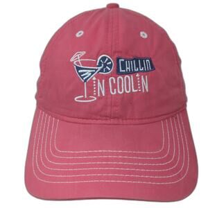 Chillin N Coolin Strapback Hat Solid Pink One Size Embroidered Ahead